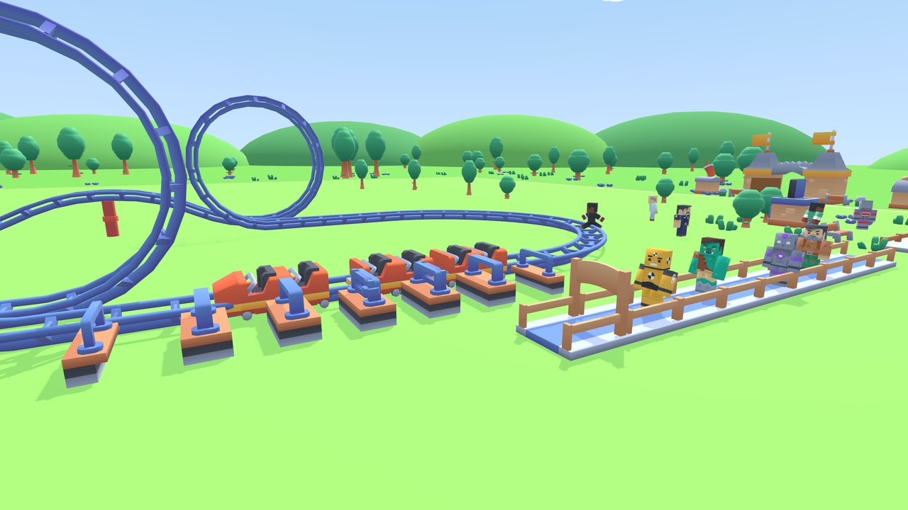 The station platform with the train and the loops behind